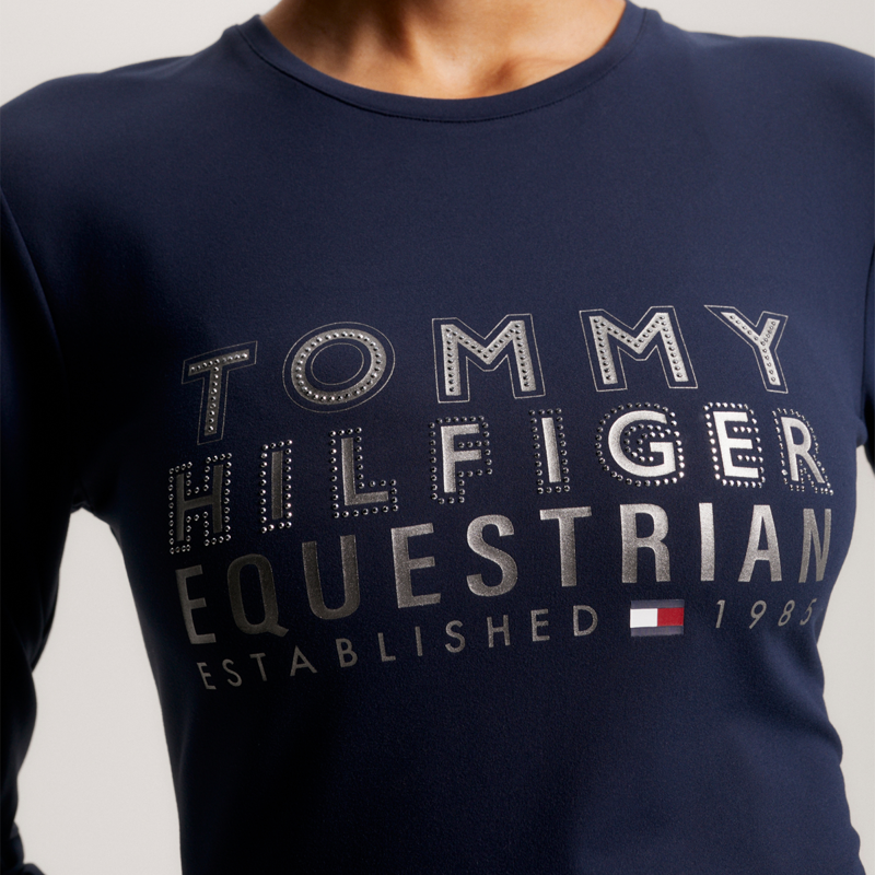 Tommy Hilfiger Women's Paris Studded Logo Long Sleeve T-Shirt - Desert Sky-5